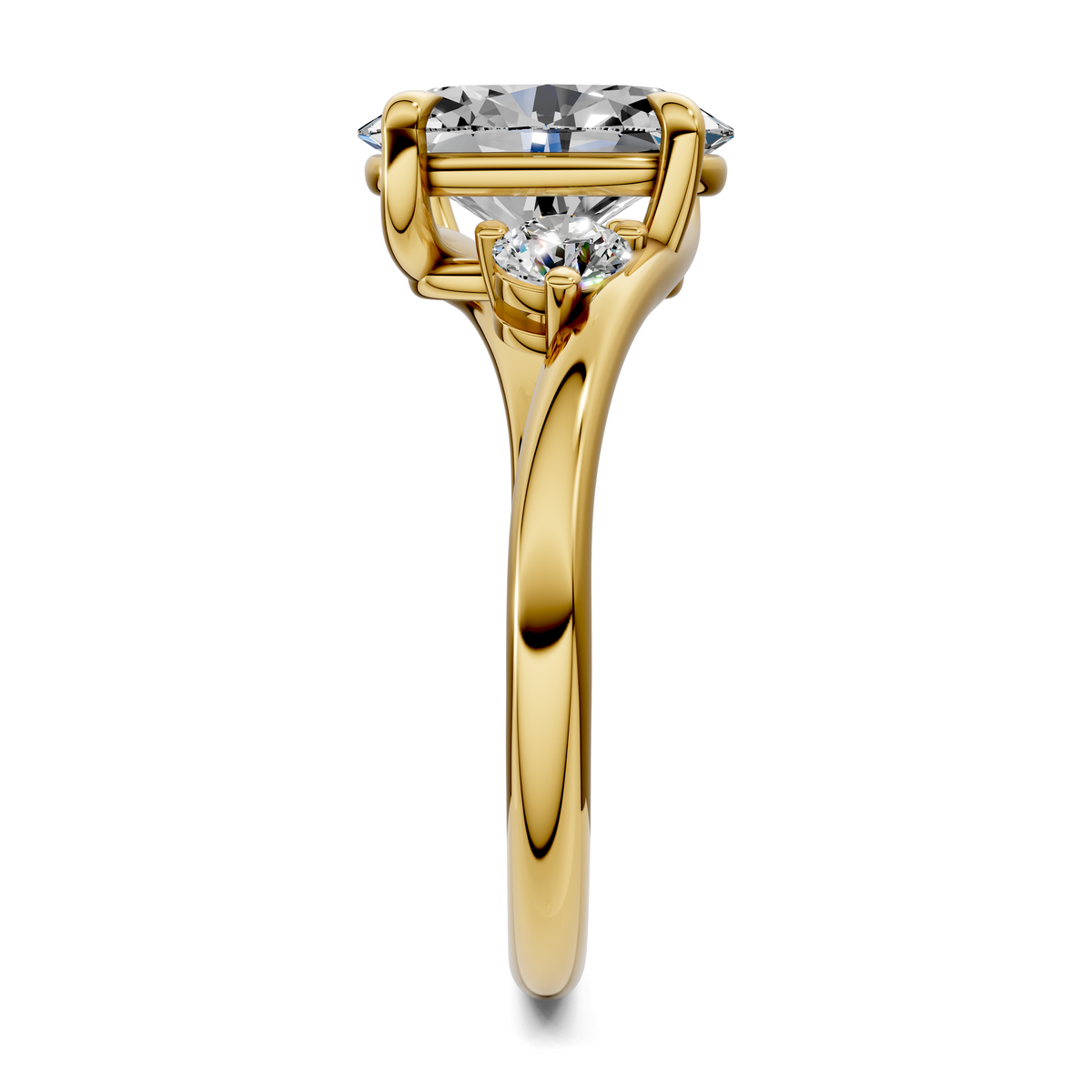 Tiara Bypass Three Stone Ring