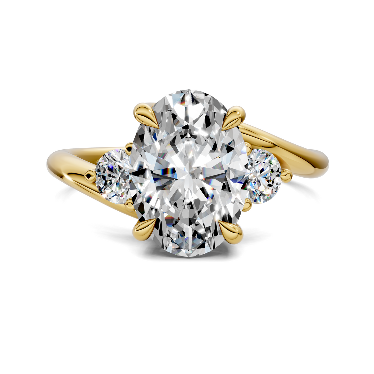 Tiara Bypass Three Stone Ring