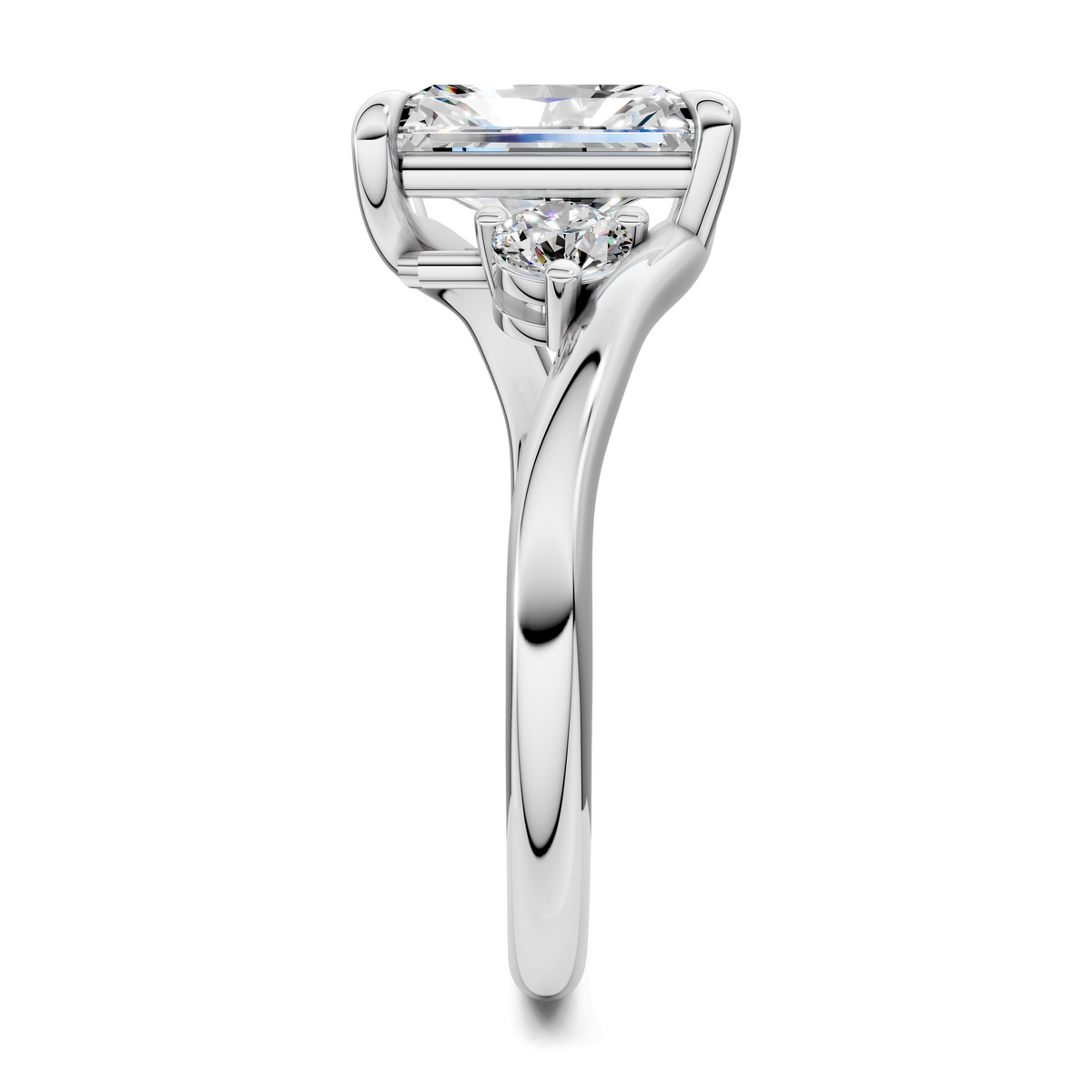 Tiara Bypass Three Stone Ring