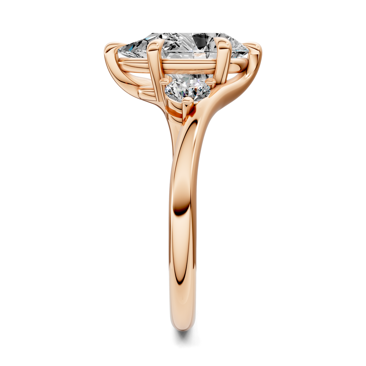 Tiara Bypass Three Stone Ring