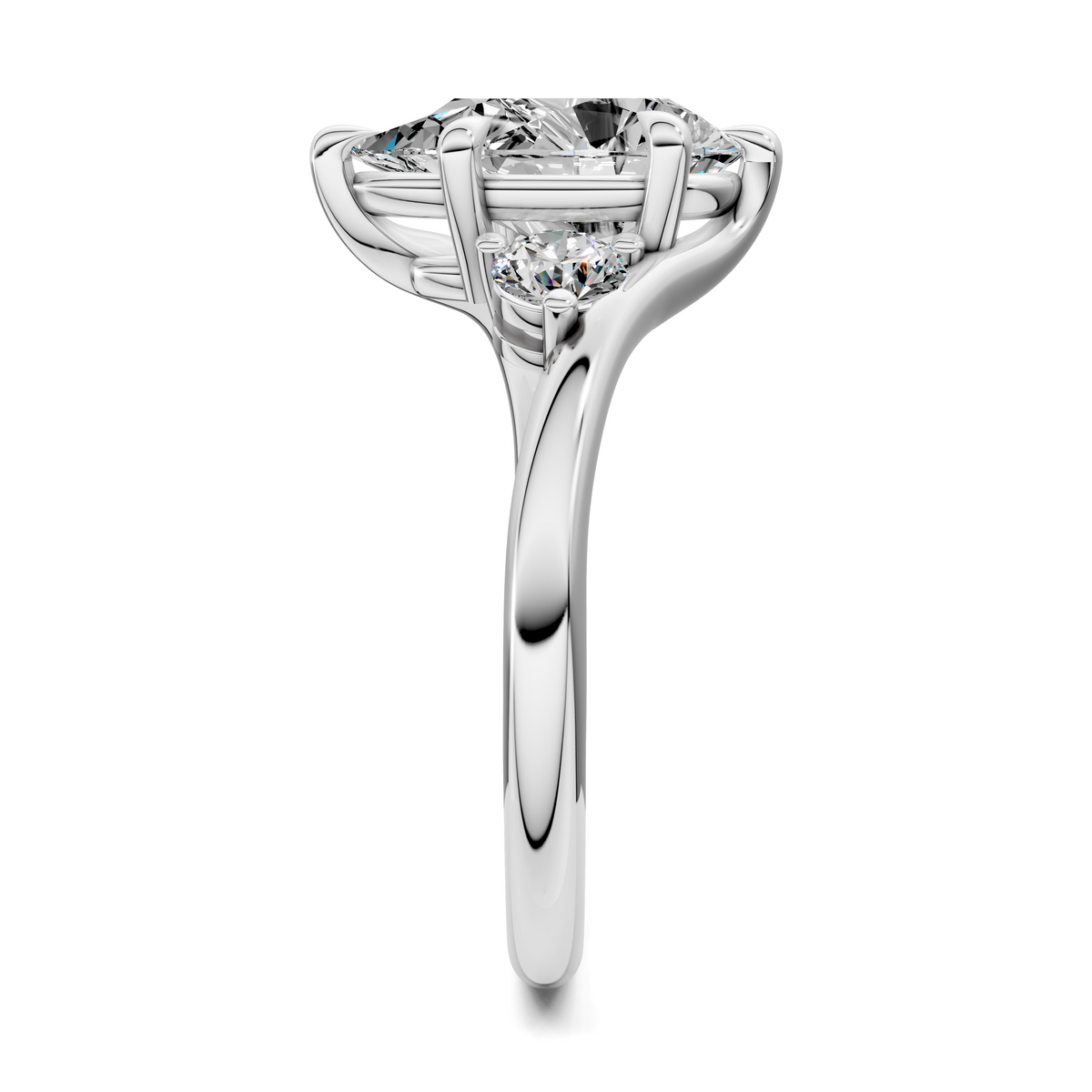 Tiara Bypass Three Stone Ring