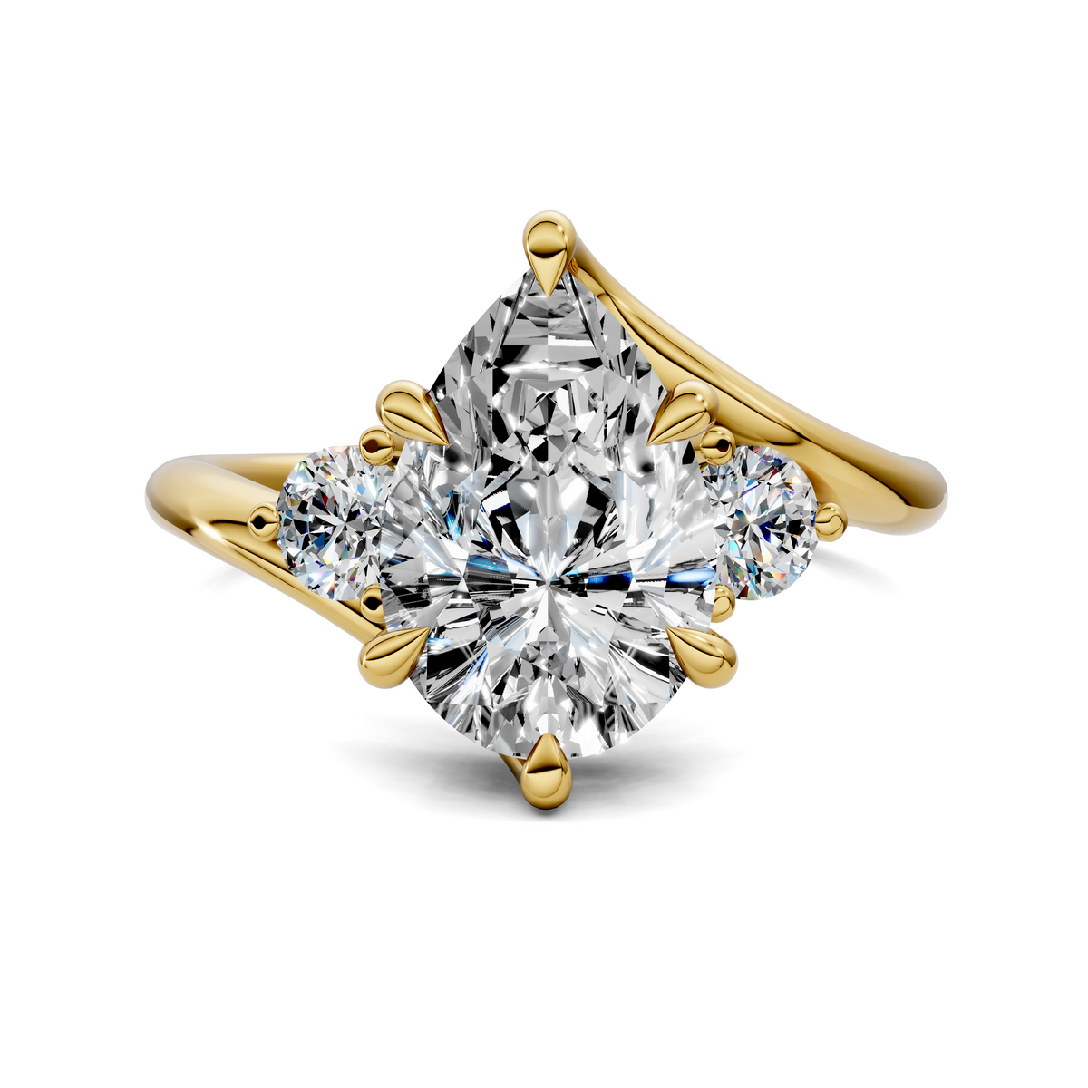 Tiara Bypass Three Stone Ring