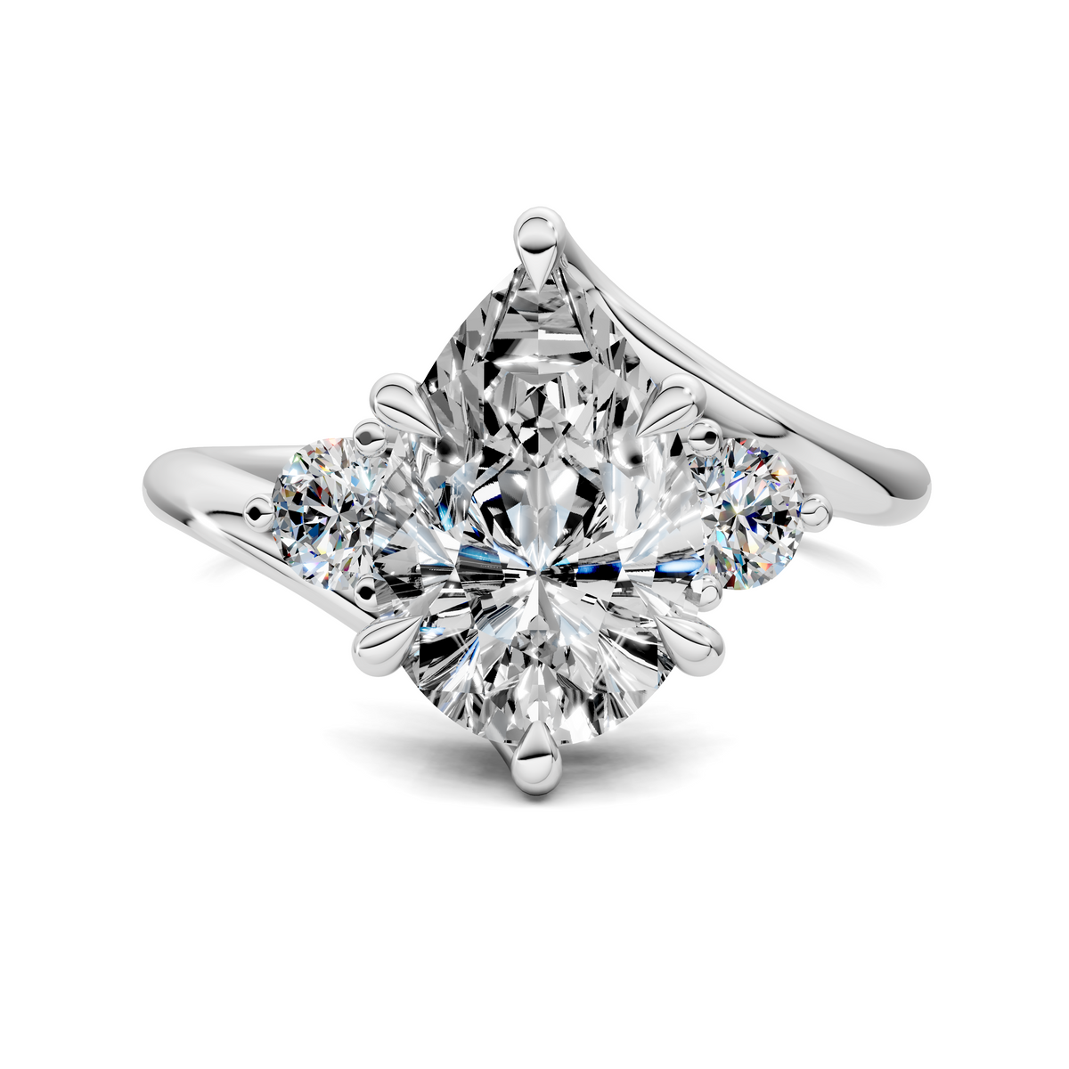 Tiara Bypass Three Stone Ring