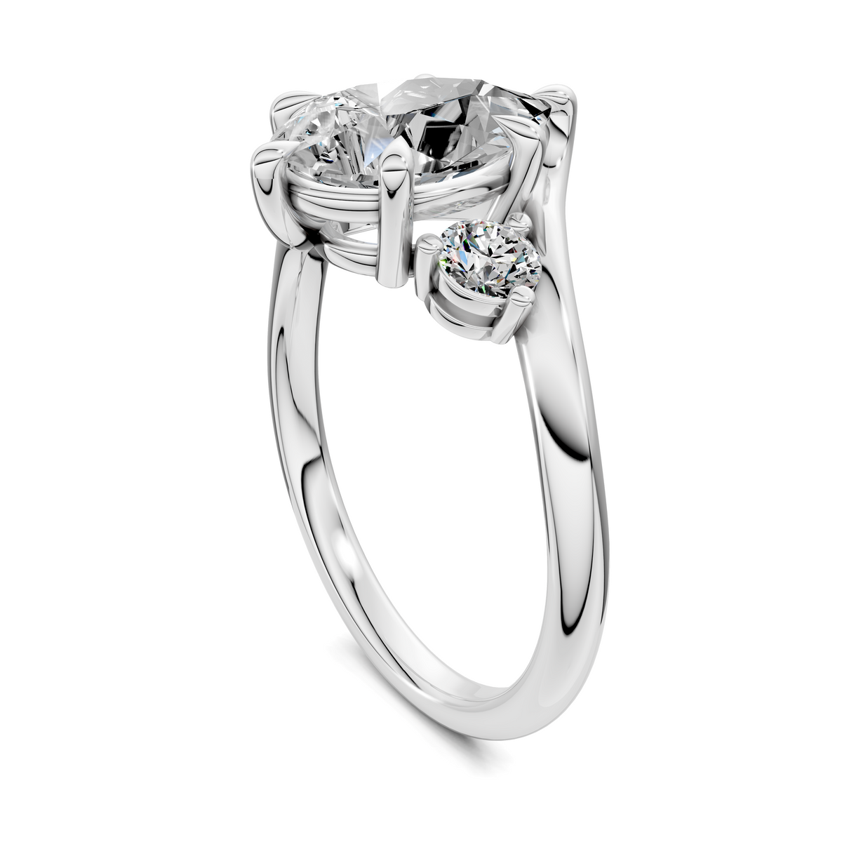 Tiara Bypass Three Stone Ring
