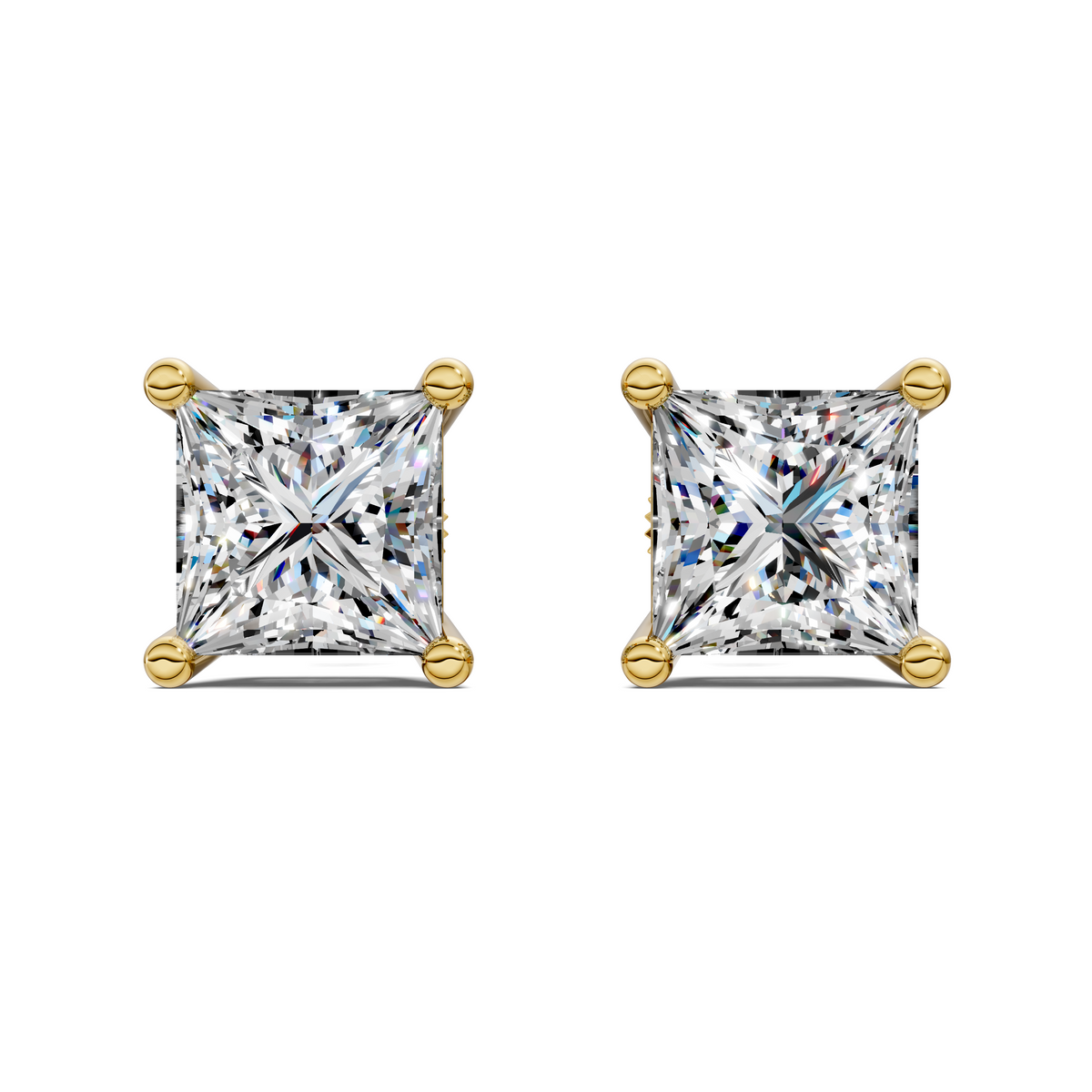 Princess Cut Basket Studs