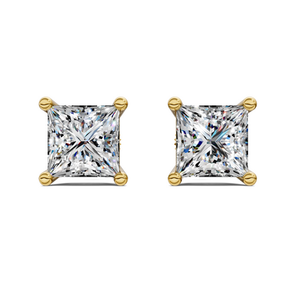 Princess Cut Basket Studs