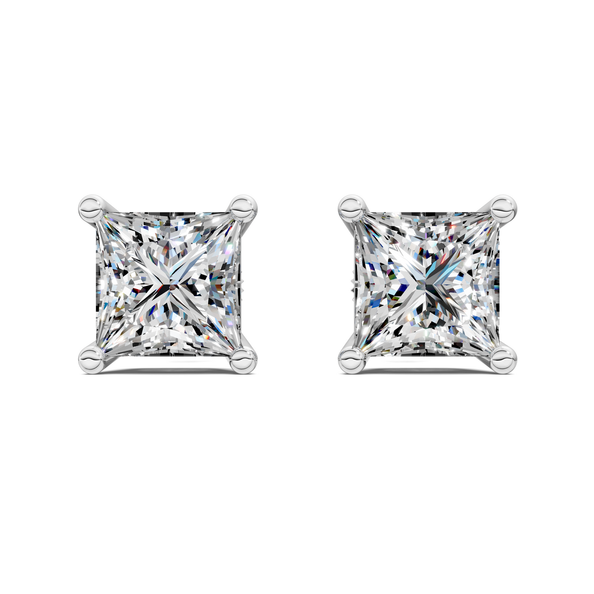 Princess Cut Basket Studs