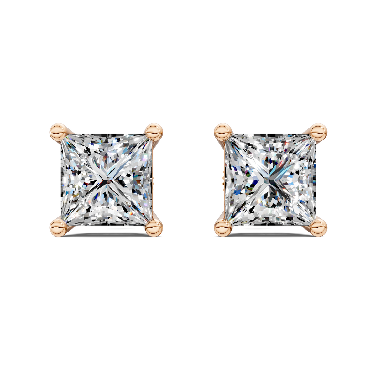 Princess Cut Basket Studs