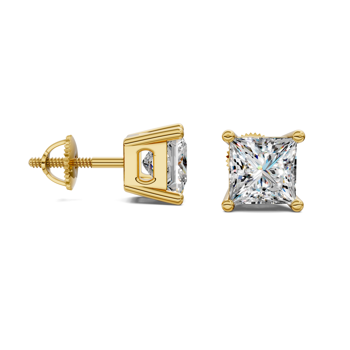Princess Cut Basket Studs