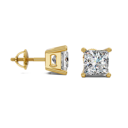 Princess Cut Basket Studs