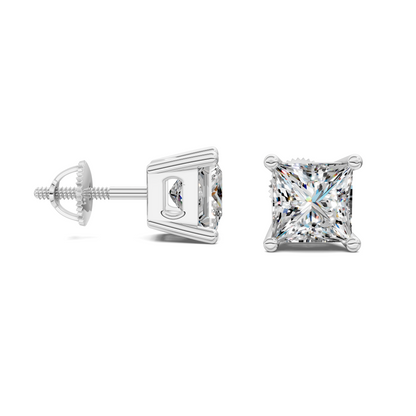 Princess Cut Basket Studs
