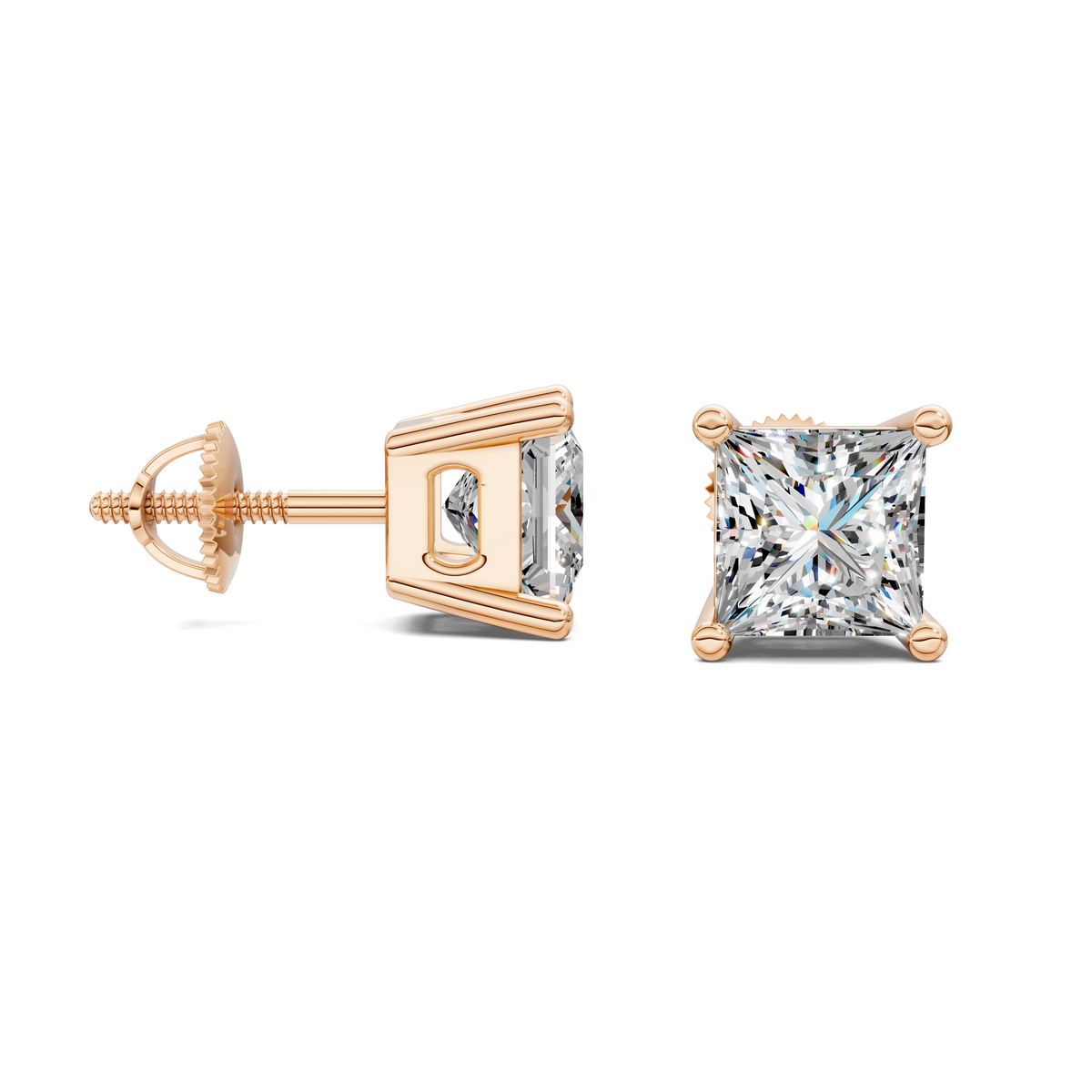 Princess Cut Basket Studs