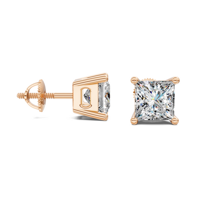 Princess Cut Basket Studs