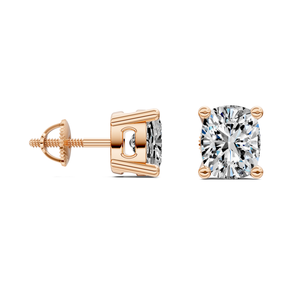 Cushion Cut Basket Studs