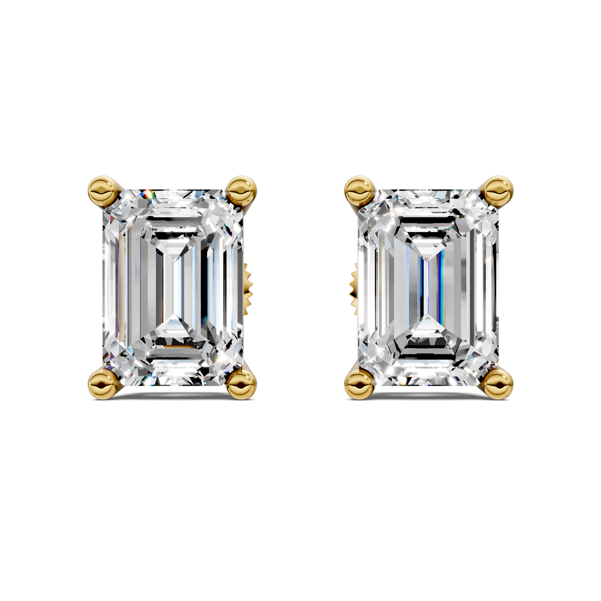 Emerald Cut Basket Studs