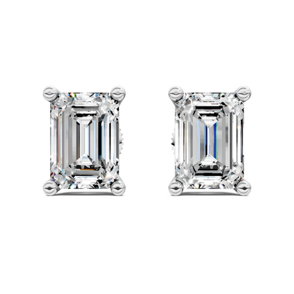 Emerald Cut Basket Studs