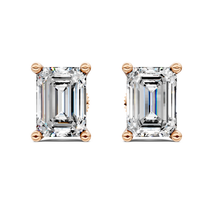 Emerald Cut Basket Studs