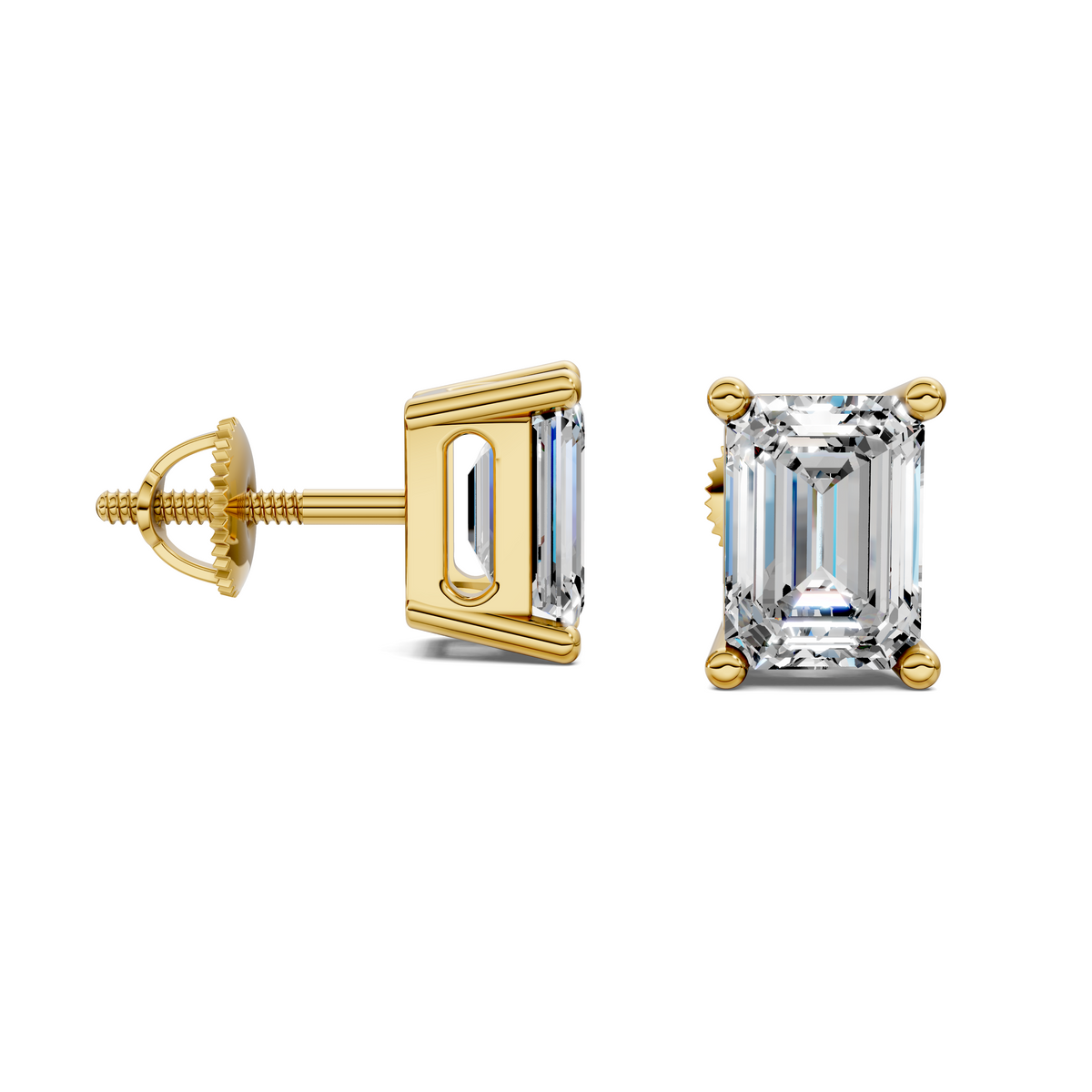 Emerald Cut Basket Studs