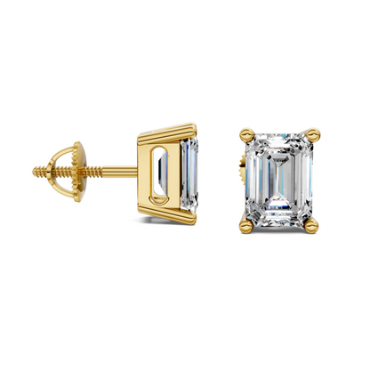 Emerald Cut Basket Studs
