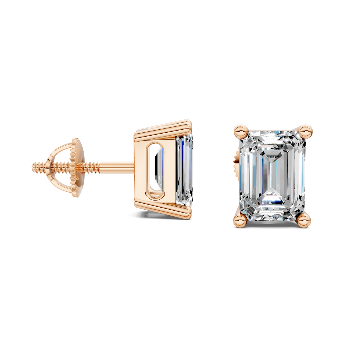 Emerald Cut Basket Studs