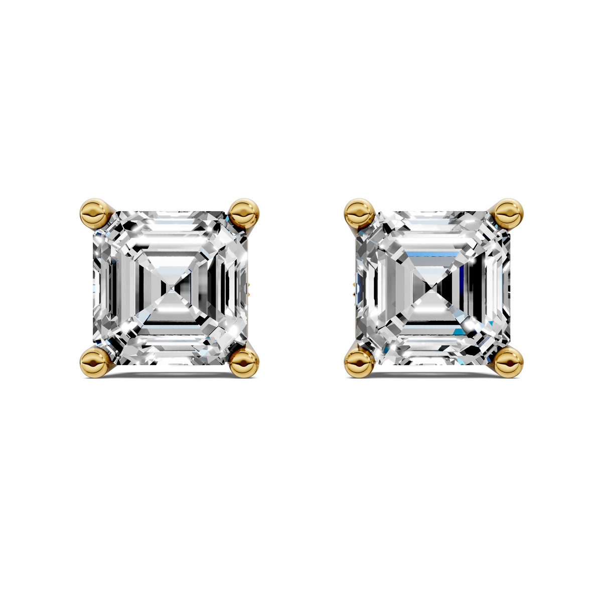 Asscher Cut Basket Studs