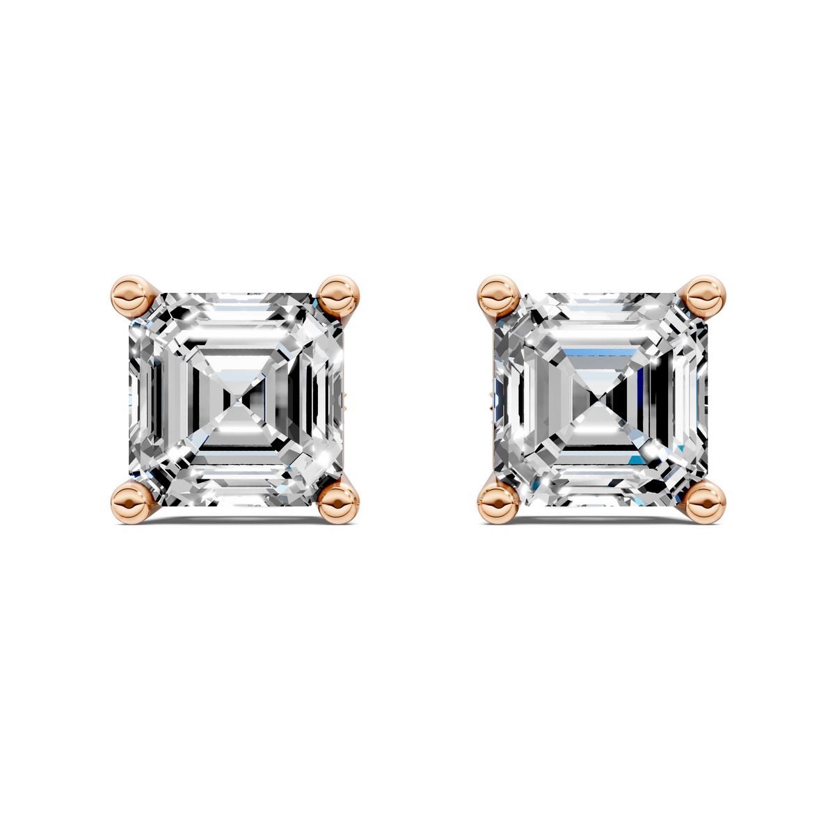 Asscher Cut Basket Studs
