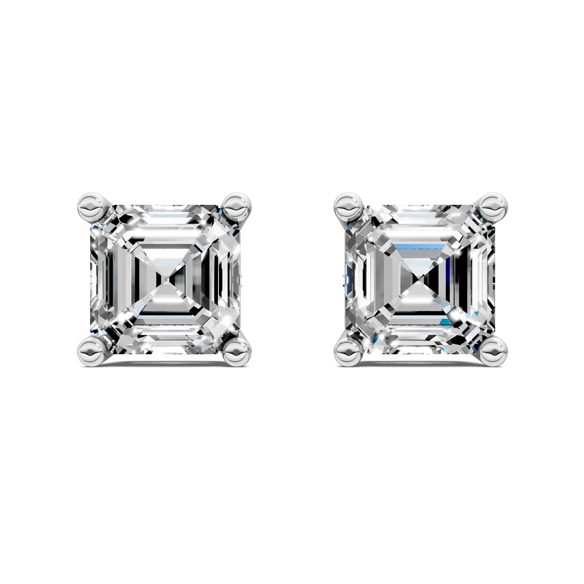 Asscher Cut Basket Studs