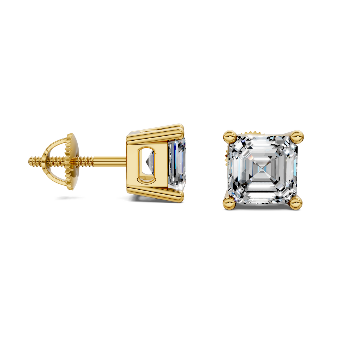 Asscher Cut Basket Studs