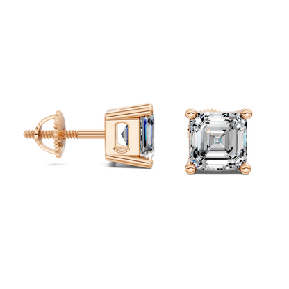 Asscher Cut Basket Studs