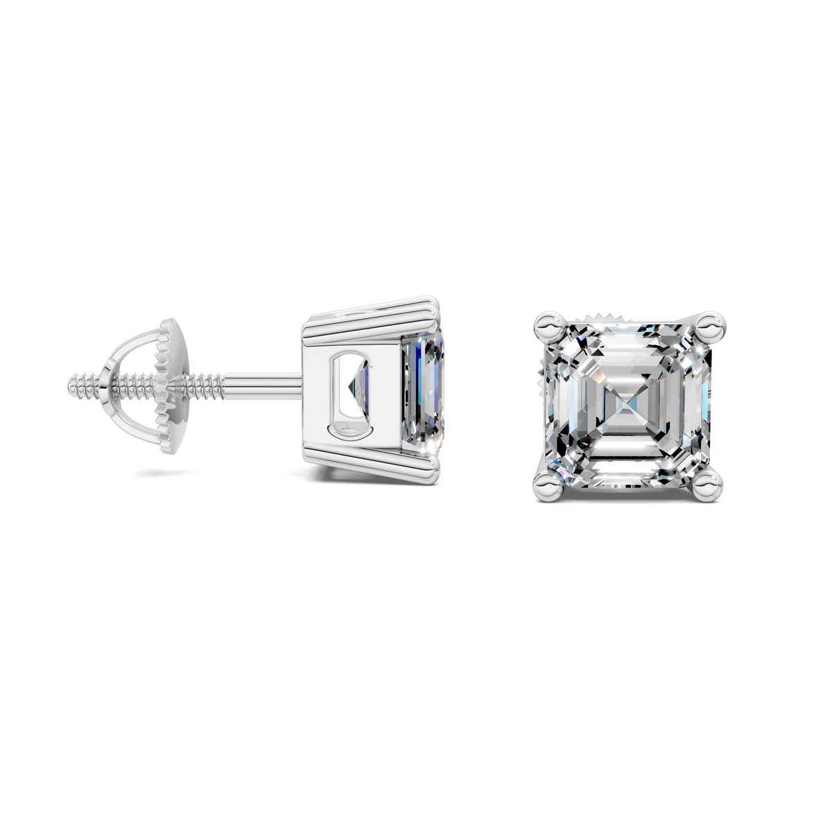 Asscher Cut Basket Studs
