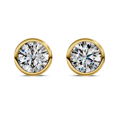 Round Cut Lab Diamond Bezel Stud Earrings