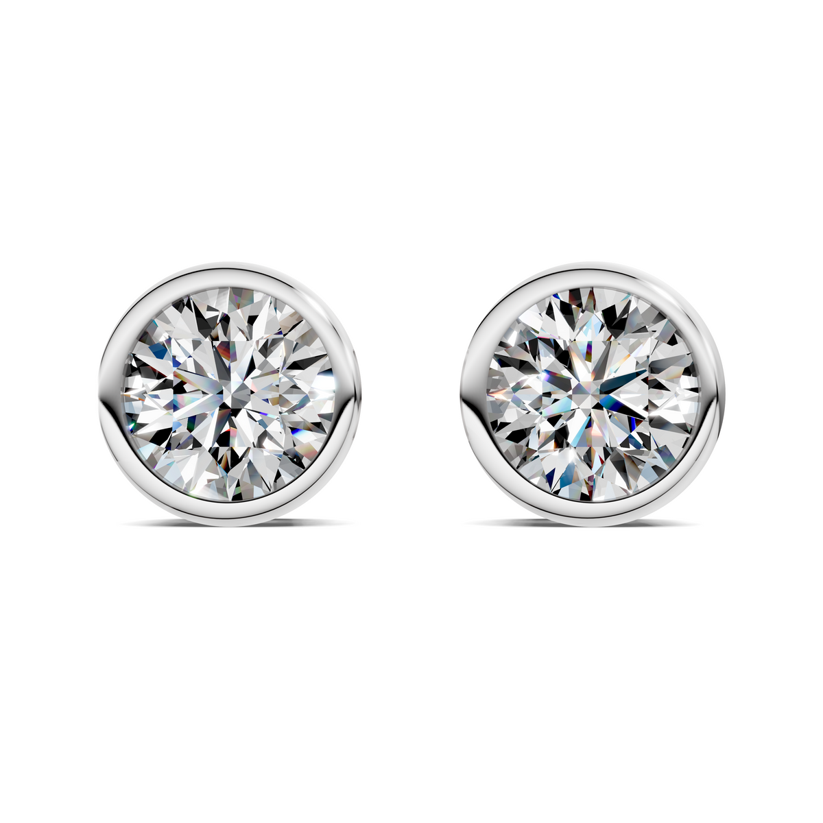 Round Cut Lab Diamond Bezel Stud Earrings