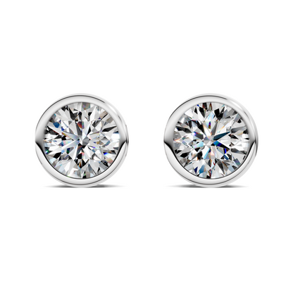 Round Cut Lab Diamond Bezel Stud Earrings