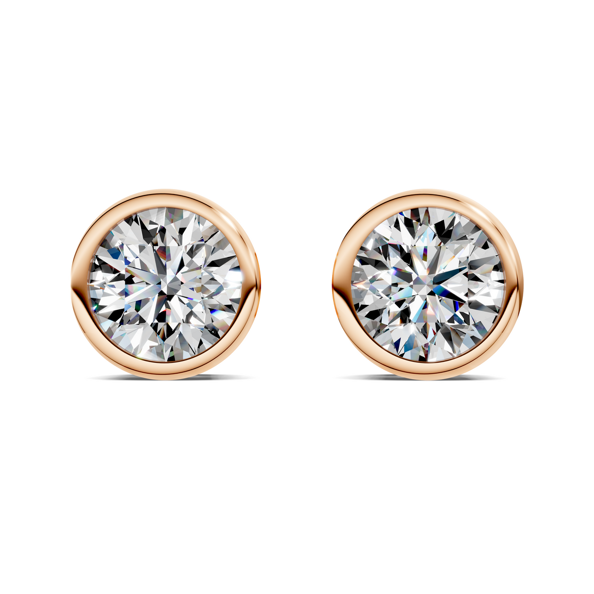 Round Cut Lab Diamond Bezel Stud Earrings