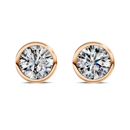 Round Cut Lab Diamond Bezel Stud Earrings