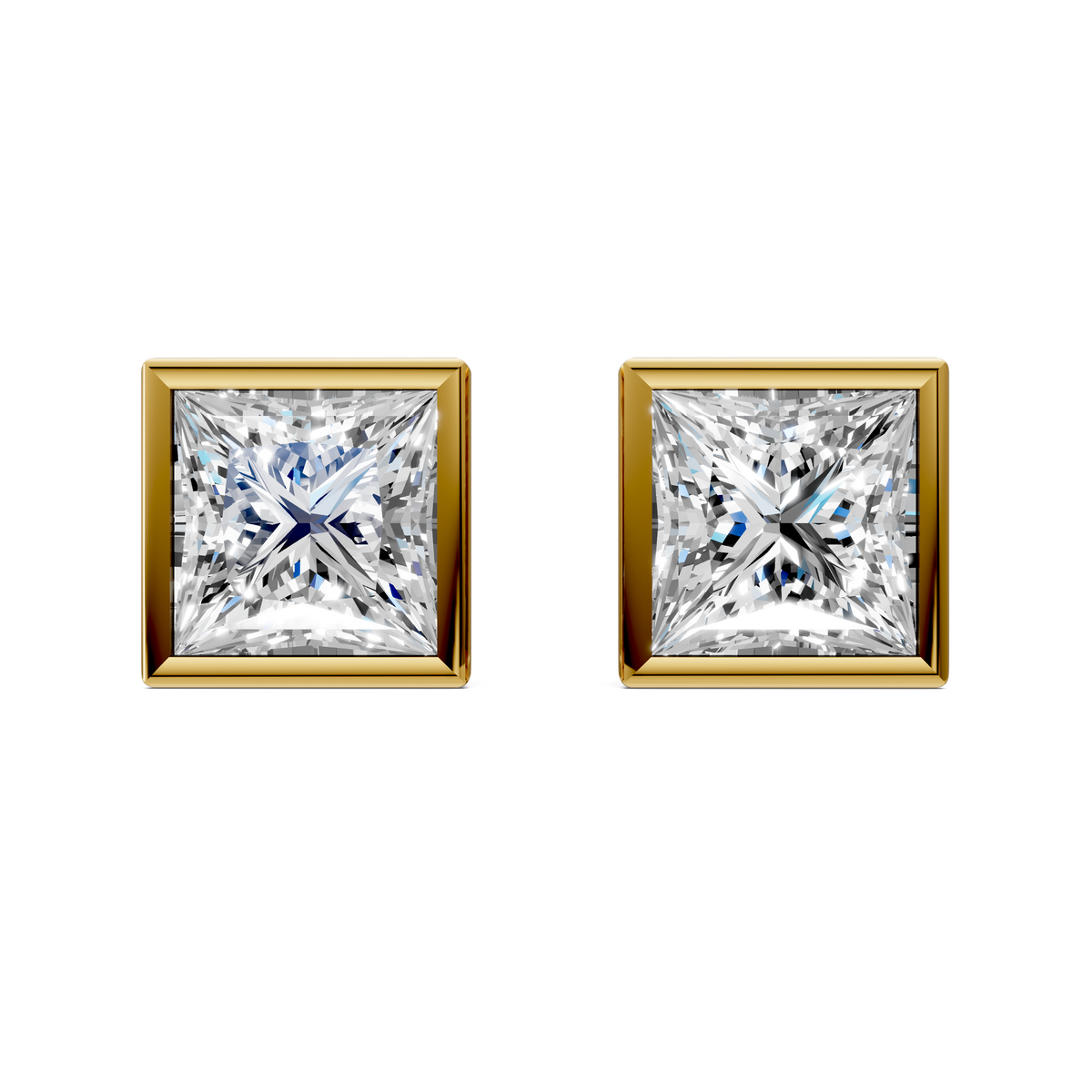 Princess Cut Lab Diamond Bezel Stud Earrings