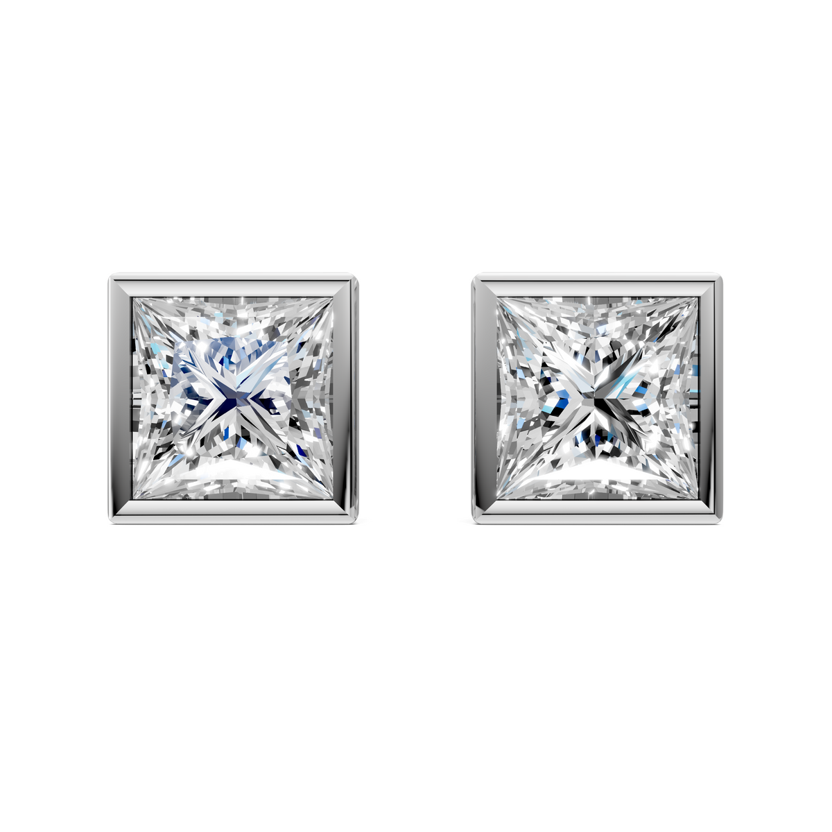 Princess Cut Lab Diamond Bezel Stud Earrings