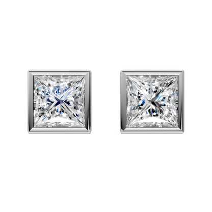 Princess Cut Lab Diamond Bezel Stud Earrings