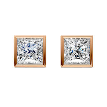 Princess Cut Lab Diamond Bezel Stud Earrings