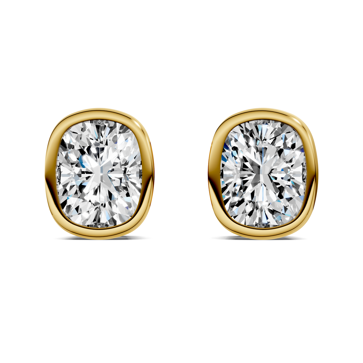Cushion Cut Lab Diamond Bezel Stud Earrings