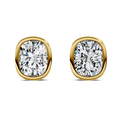 Cushion Cut Lab Diamond Bezel Stud Earrings