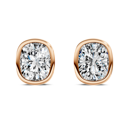 Cushion Cut Lab Diamond Bezel Stud Earrings