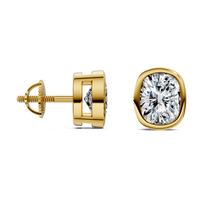 Cushion Cut Lab Diamond Bezel Stud Earrings