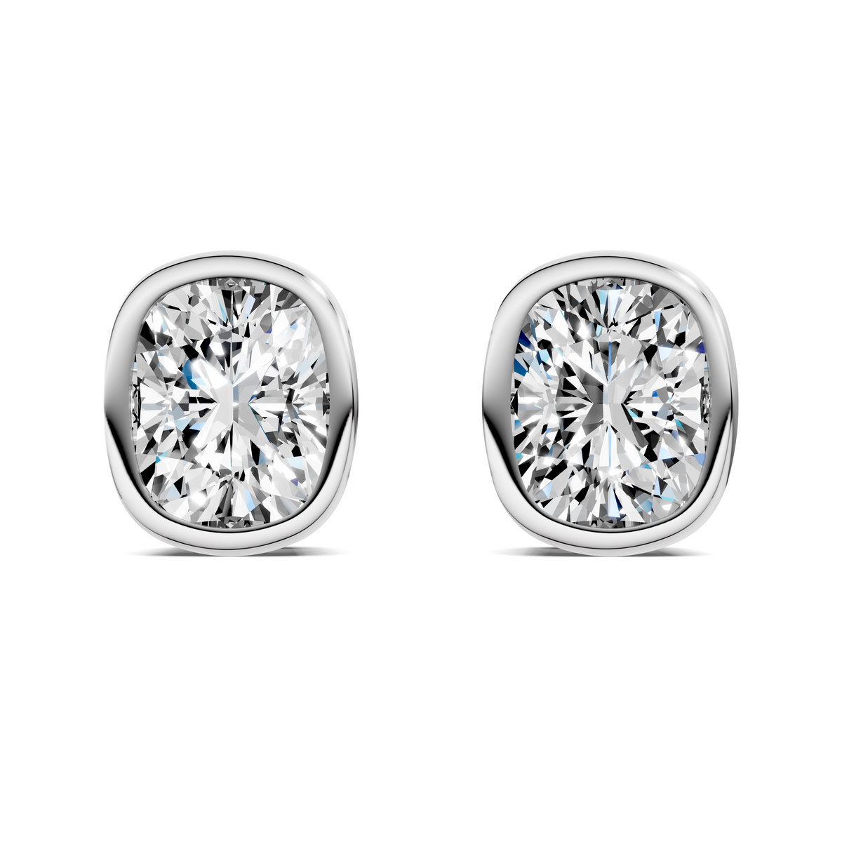 Cushion Cut Lab Diamond Bezel Stud Earrings