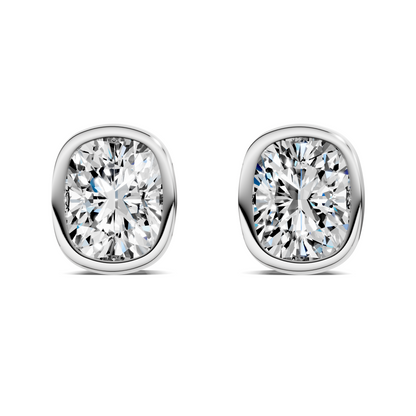 Cushion Cut Lab Diamond Bezel Stud Earrings