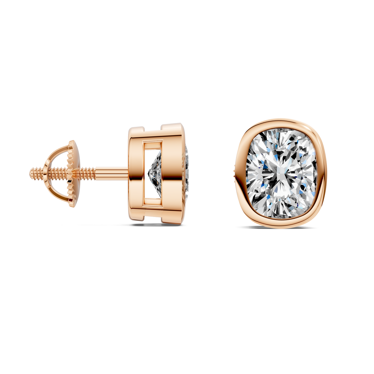 Cushion Cut Lab Diamond Bezel Stud Earrings