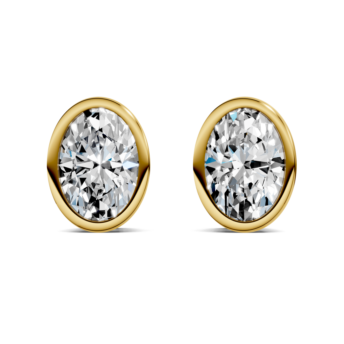 Oval Cut Lab Diamond Bezel Stud Earrings