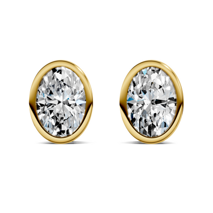 Oval Cut Lab Diamond Bezel Stud Earrings