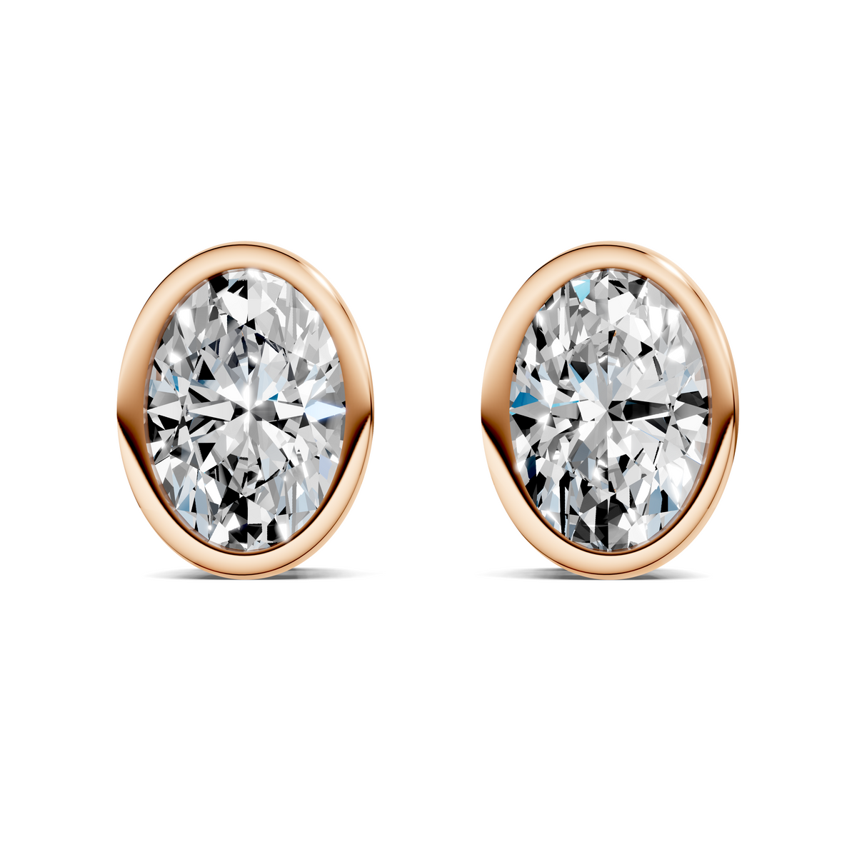 Oval Cut Lab Diamond Bezel Stud Earrings