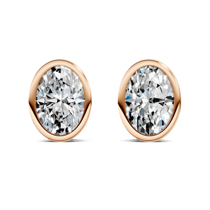 Oval Cut Lab Diamond Bezel Stud Earrings
